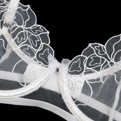 White Flower See Through Bridal Lingerie Set
