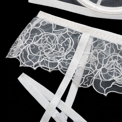 White Flower See Through Bridal Lingerie Set