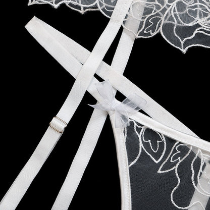 White Flower See Through Bridal Lingerie Set