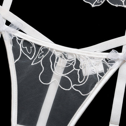White Flower See Through Bridal Lingerie Set