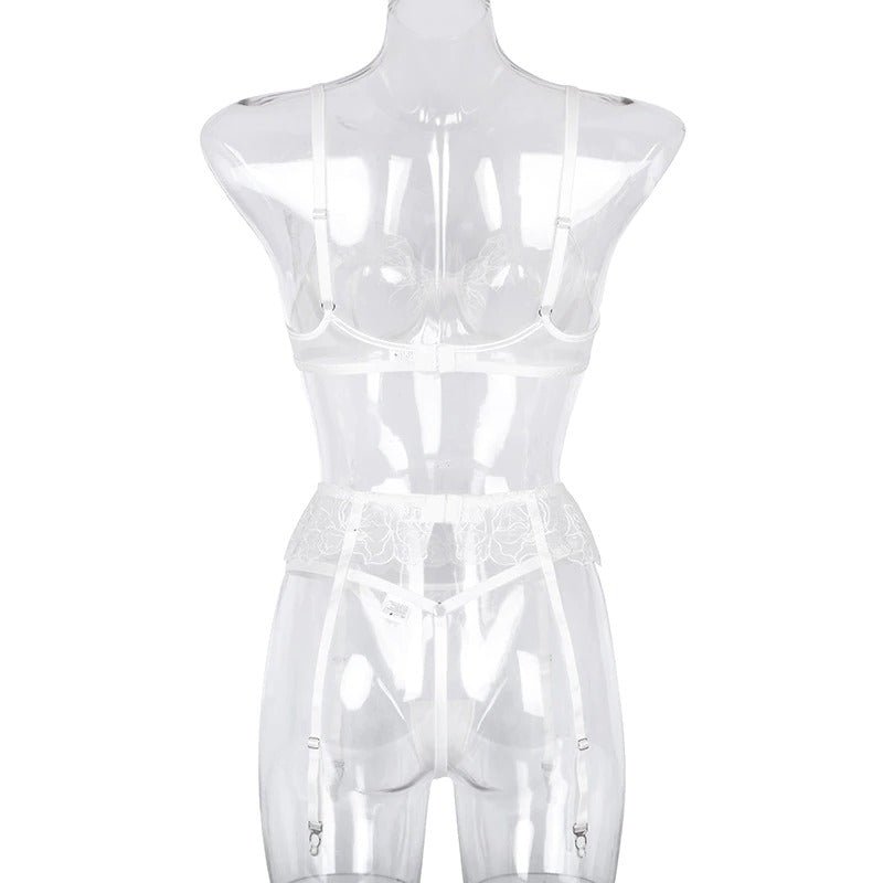 White Flower See Through Bridal Lingerie Set - Lovegood Lingerie