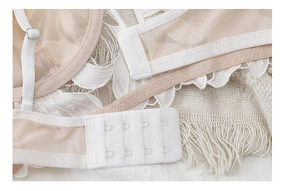 Sexy White French Lace Embroidered Brassier Set