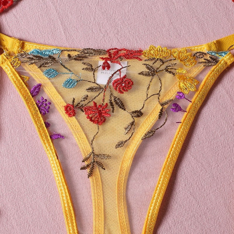 Floral Lace Lingerie-embroidered Lingerie Set-yellow Lingerie Set