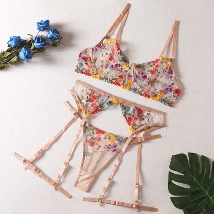 Boho Embroidered Lingerie Set - Khaki